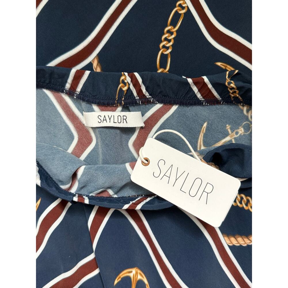 NWT Saylor Saxon Nautical Status Print Resort Midi Skirt Set Deep Navy Small - Picture 4 of 5